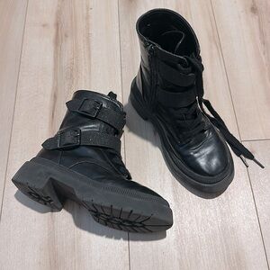 Art Class Girls Boots Black Faux Leather Size 1